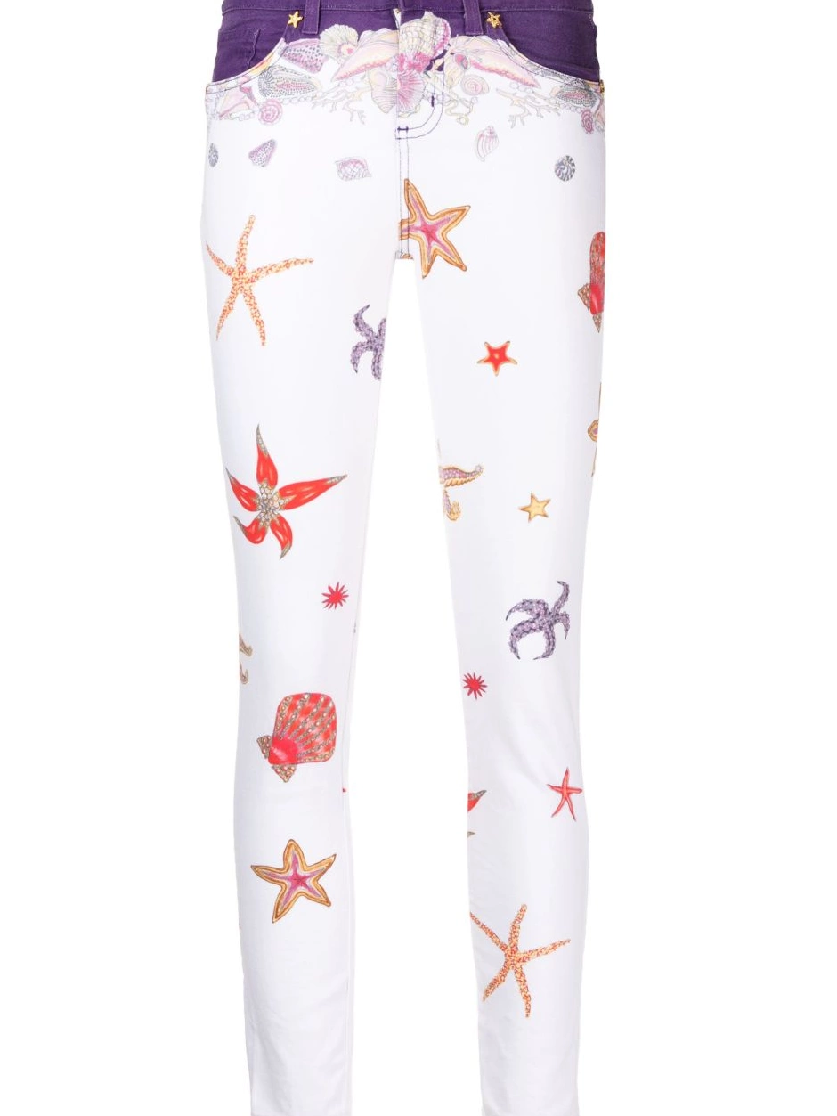 life Women jeans sea Versace print skinny low-rise 0715